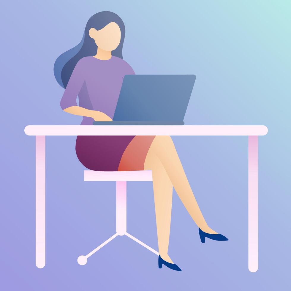 woman working on laptop vector