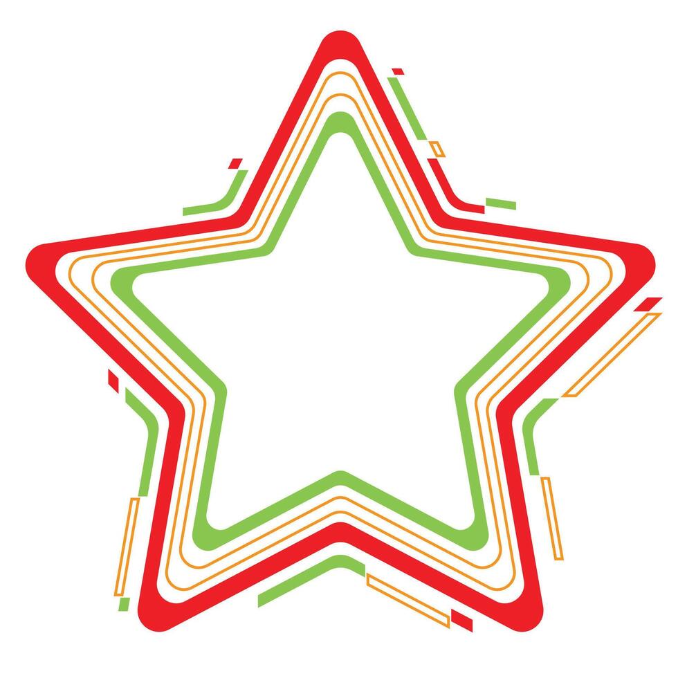 Abstract Star element neon frame Y2K vector