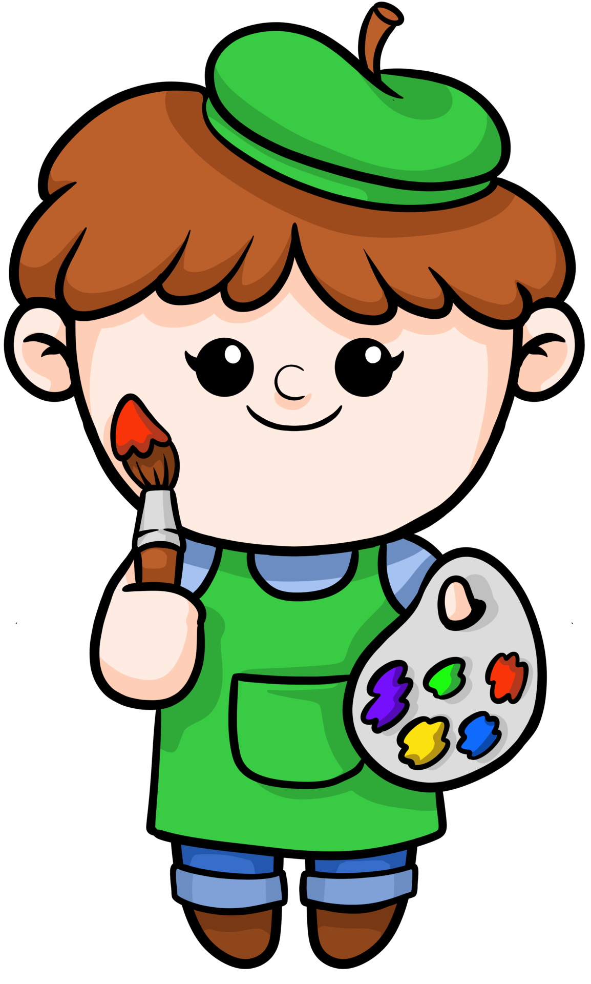 Illustration of cartoon painter dream career and inspiration for