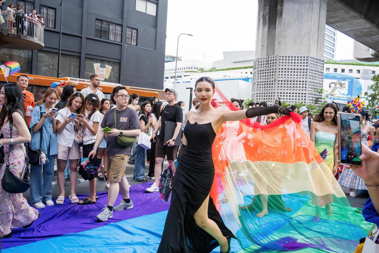 Bangkok, Thailand - JUN 1, 2024 Bangkok Pride Festival 2024, The short action and atmosphere of people joins celebrations in the event in Siam Square Bangkok, Thailand. photo