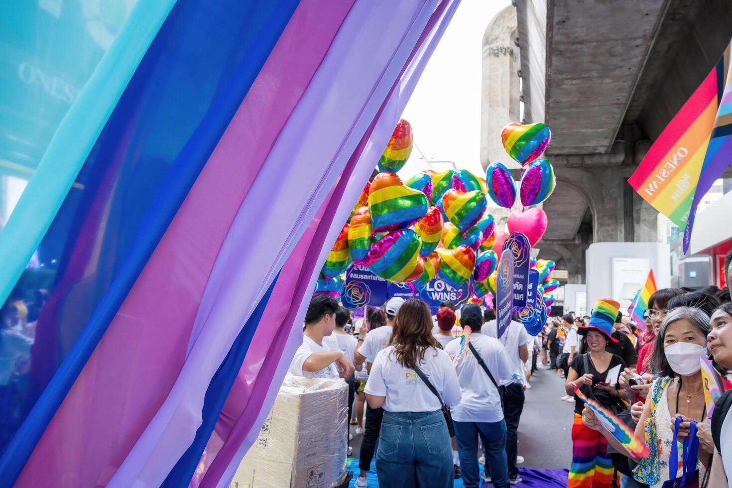 Bangkok, Thailand - JUN 1, 2024 Bangkok Pride Festival 2024, The short action and atmosphere of people joins celebrations in the event in Siam Square Bangkok, Thailand. photo