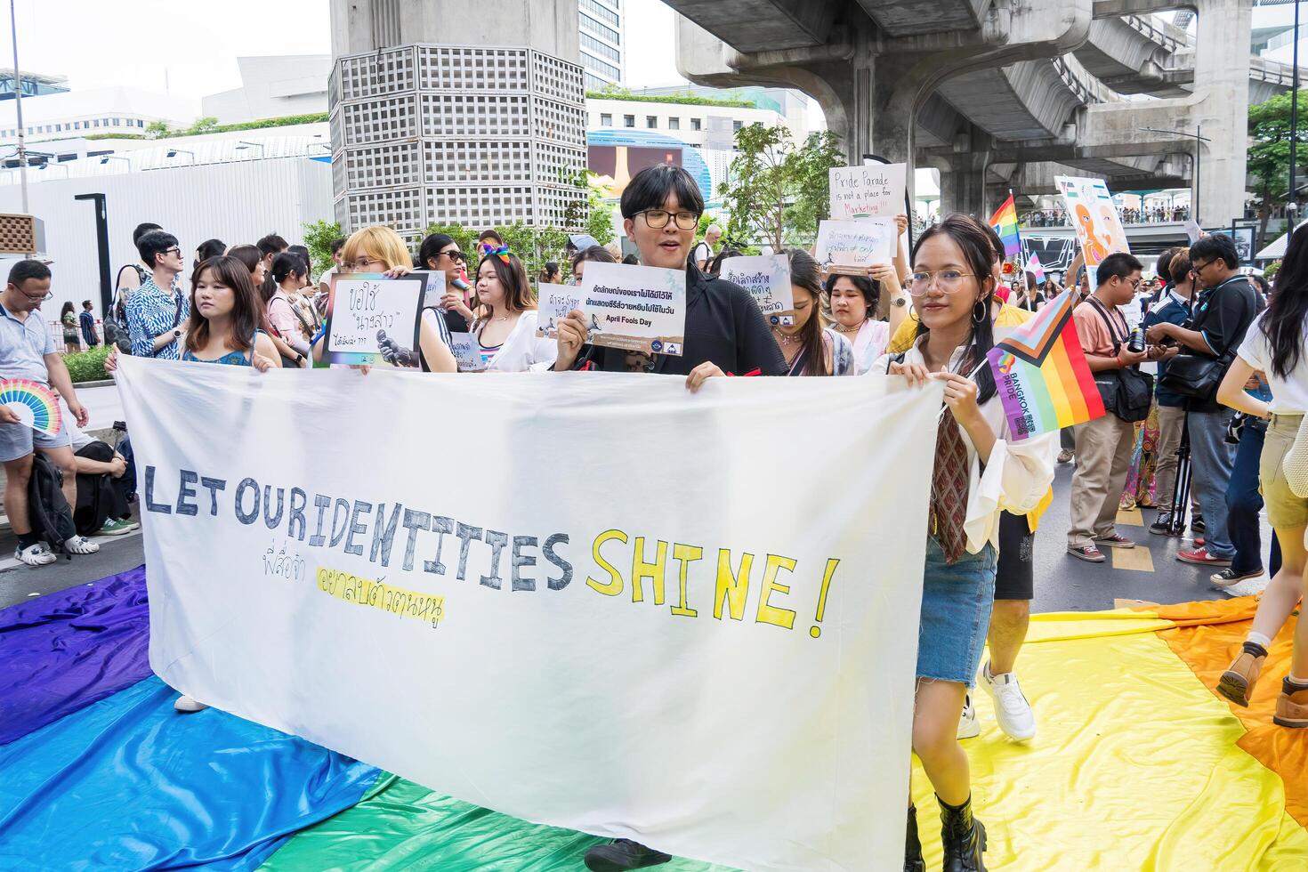 Bangkok, Thailand - JUN 1, 2024 Bangkok Pride Festival 2024, The short action and atmosphere of people joins celebrations in the event in Siam Square Bangkok, Thailand. photo