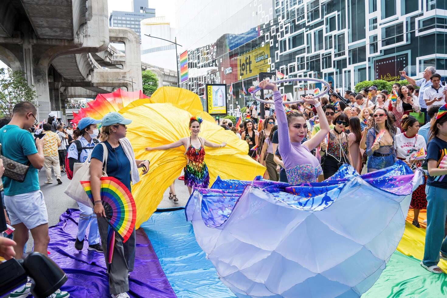 Bangkok, Thailand - JUN 1, 2024 Bangkok Pride Festival 2024, The short action and atmosphere of people joins celebrations in the event in Siam Square Bangkok, Thailand. photo