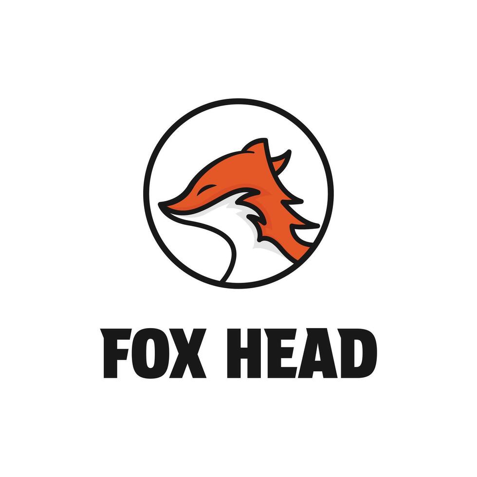 fox head logo design concept idea with label circle for company vector