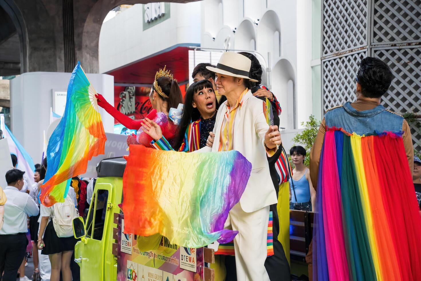 Bangkok, Thailand - JUN 1, 2024 Bangkok Pride Festival 2024, The short action and atmosphere of people joins celebrations in the event in Siam Square Bangkok, Thailand. photo