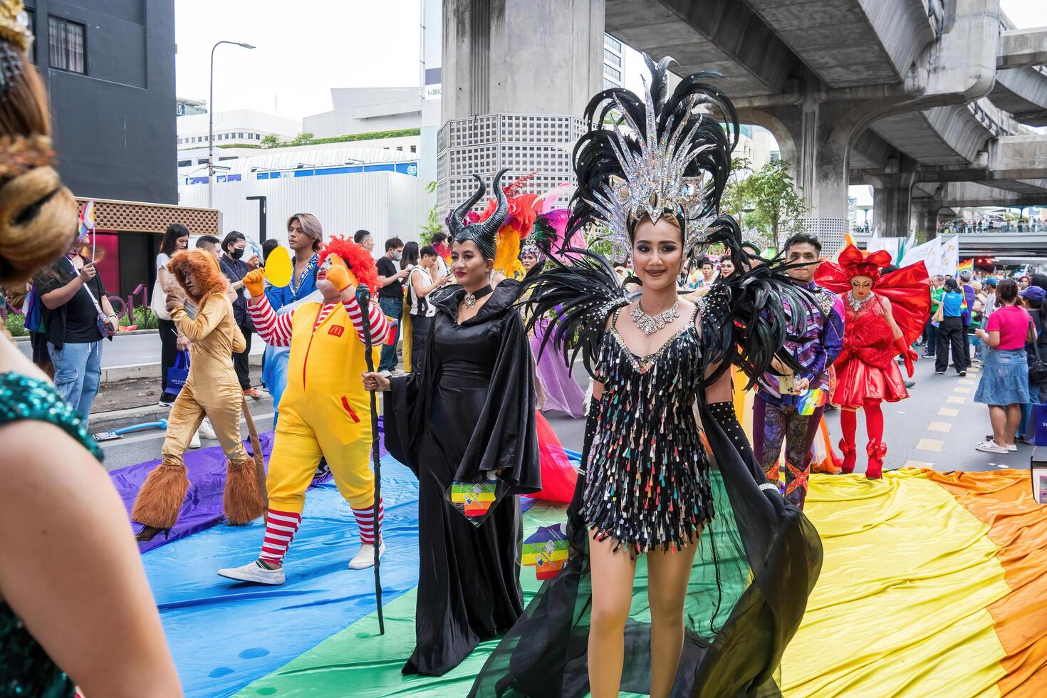 Bangkok, Thailand - JUN 1, 2024 Bangkok Pride Festival 2024, The short action and atmosphere of people joins celebrations in the event in Siam Square Bangkok, Thailand. photo