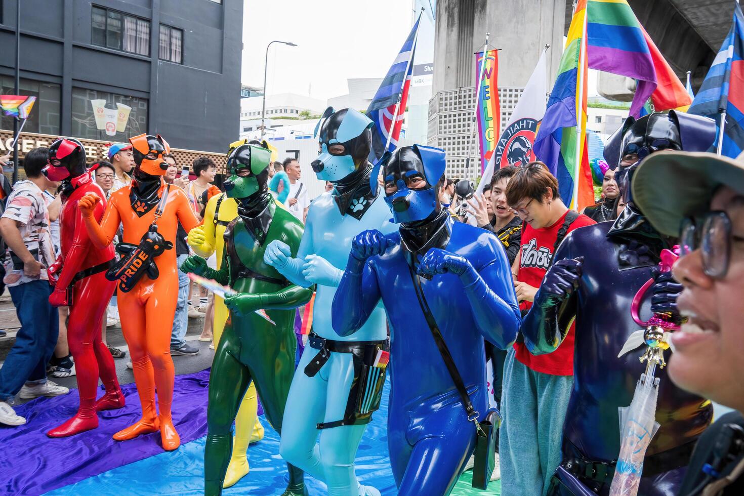 Bangkok, Thailand - JUN 1, 2024 Bangkok Pride Festival 2024, The short action and atmosphere of people joins celebrations in the event in Siam Square Bangkok, Thailand. photo