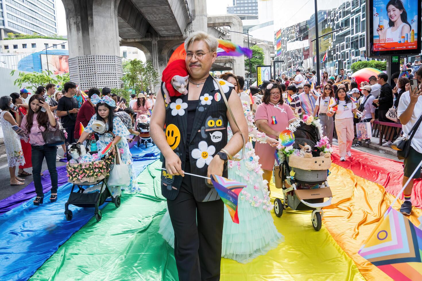 Bangkok, Thailand - JUN 1, 2024 Bangkok Pride Festival 2024, The short action and atmosphere of people joins celebrations in the event in Siam Square Bangkok, Thailand. photo