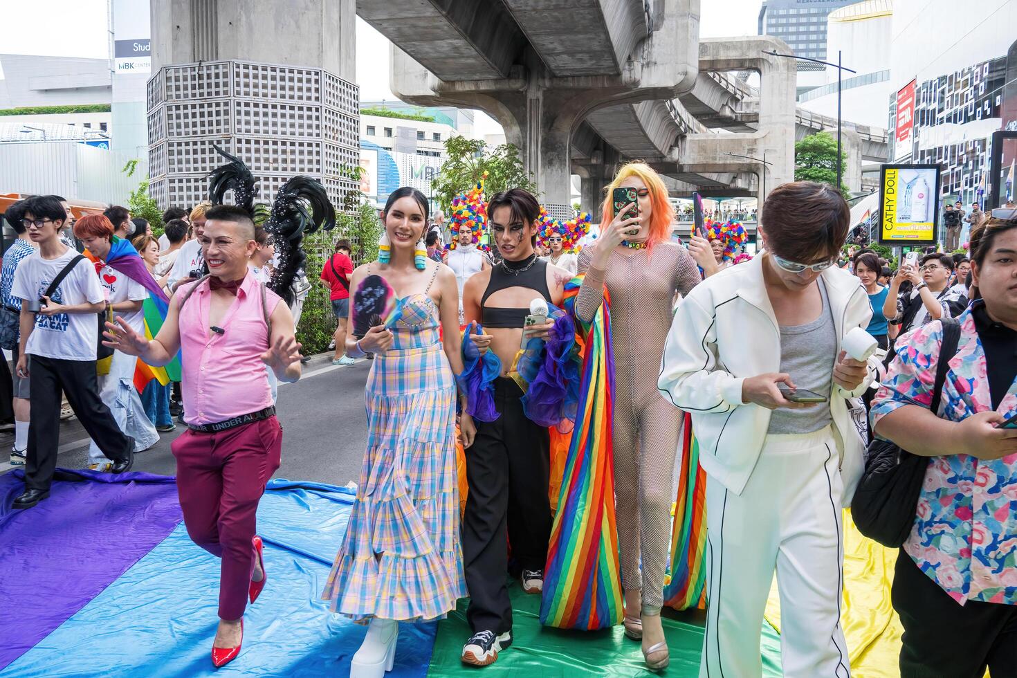 Bangkok, Thailand - JUN 1, 2024 Bangkok Pride Festival 2024, The short action and atmosphere of people joins celebrations in the event in Siam Square Bangkok, Thailand. photo