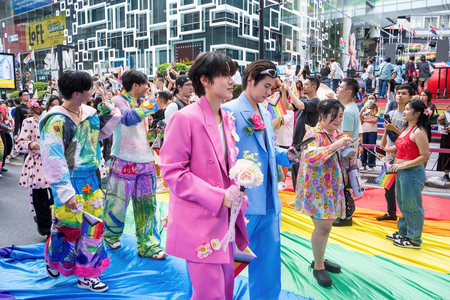 Bangkok, Thailand - JUN 1, 2024 Bangkok Pride Festival 2024, The short action and atmosphere of people joins celebrations in the event in Siam Square Bangkok, Thailand. photo