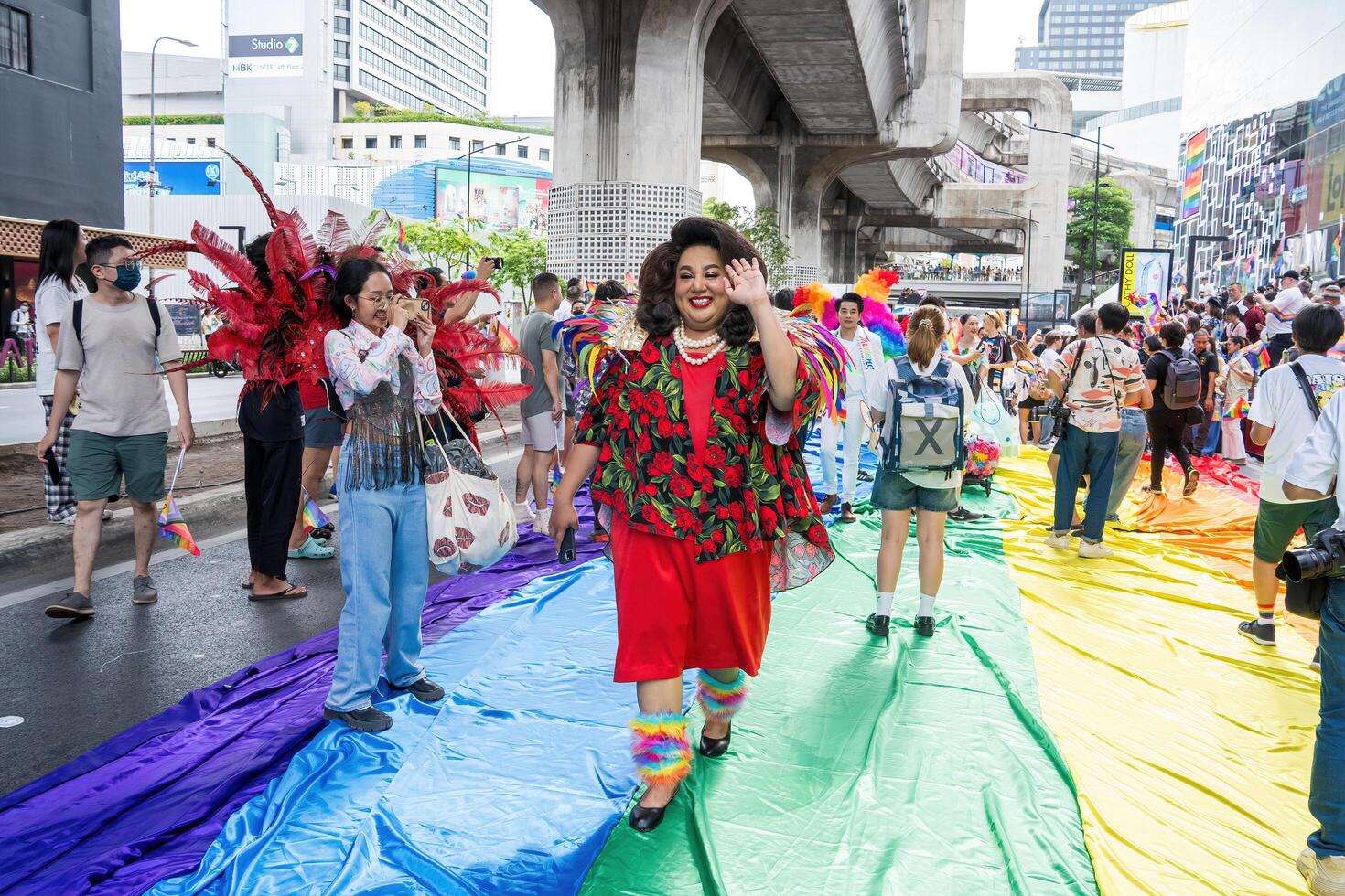 Bangkok, Thailand - JUN 1, 2024 Bangkok Pride Festival 2024, The short action and atmosphere of people joins celebrations in the event in Siam Square Bangkok, Thailand. photo