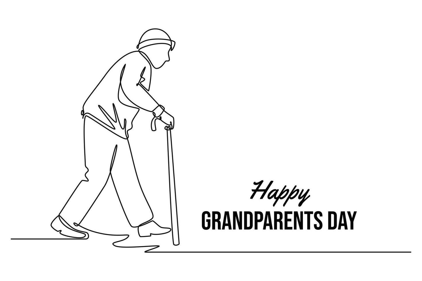 Happy Grand Parents Day Concept. Single line draw design graphic illustration. vector