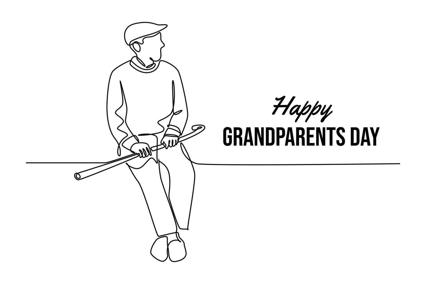 Happy Grand Parents Day Concept. Single line draw design graphic illustration. vector