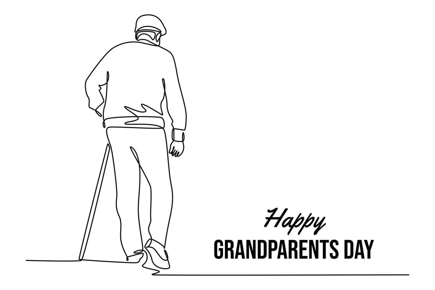 Happy Grand Parents Day Concept. Single line draw design graphic illustration. vector