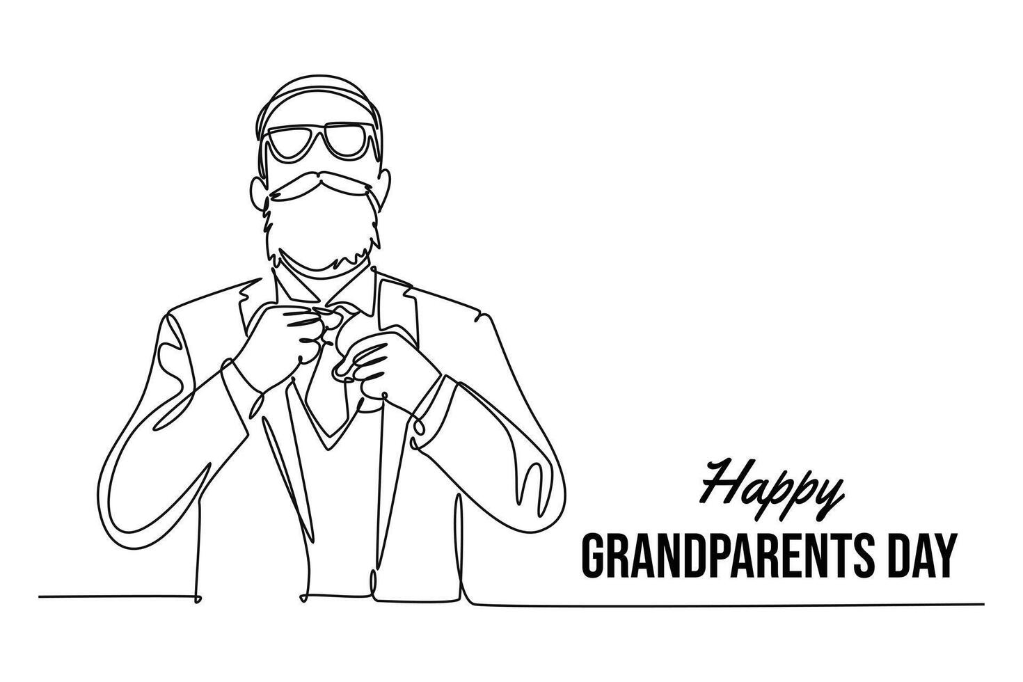 Happy Grand Parents Day Concept. Single line draw design graphic illustration. vector