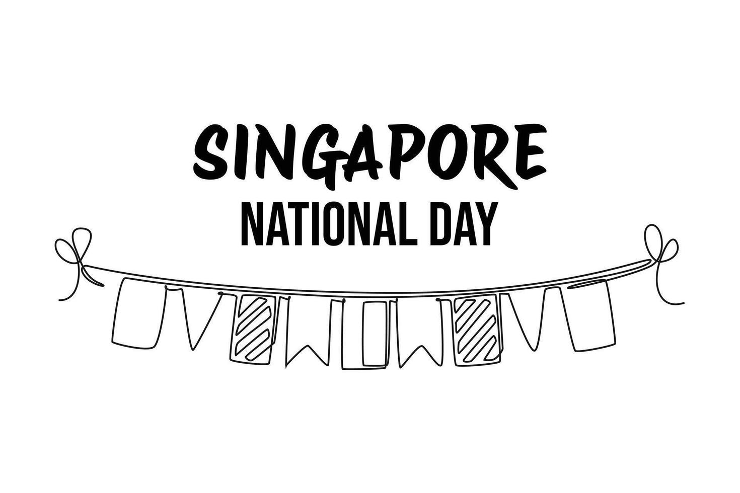 Singapore independence day Concept. Single line draw design graphic illustration. vector