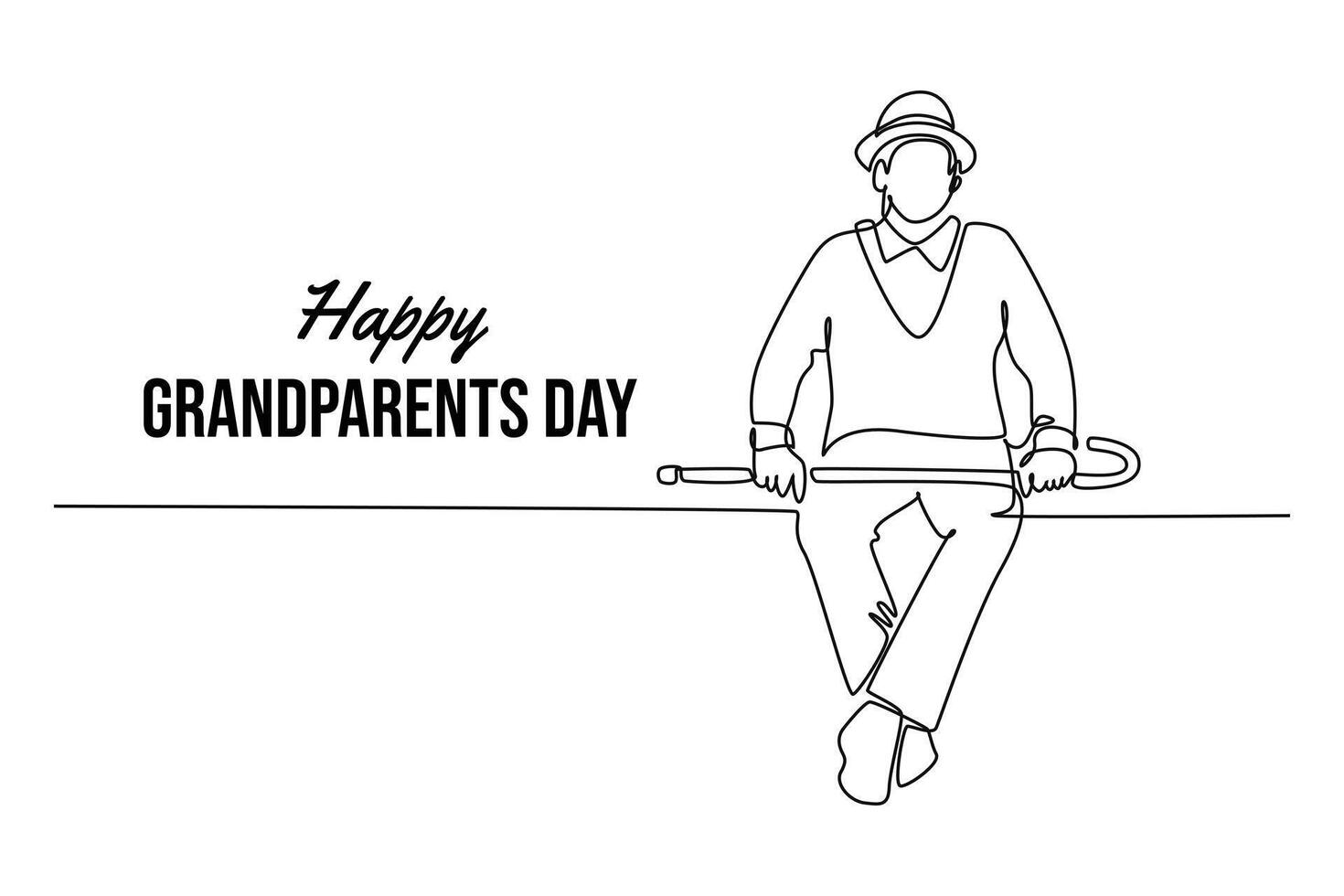 Happy Grand Parents Day Concept. Single line draw design graphic illustration. vector