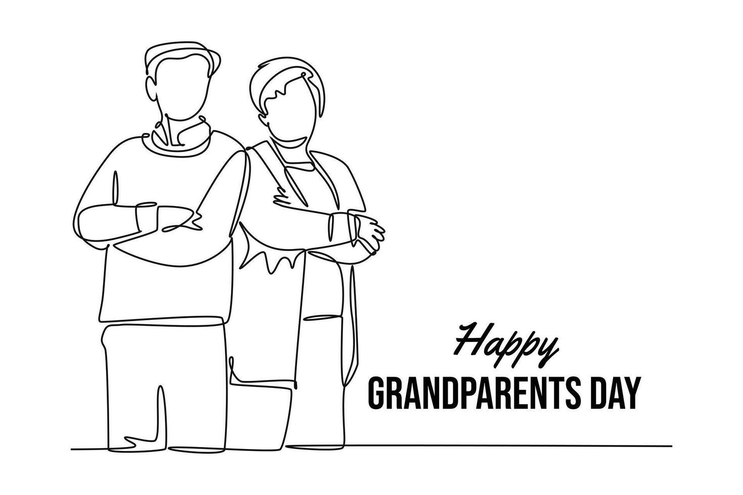 Happy Grand Parents Day Concept. Single line draw design graphic illustration. vector