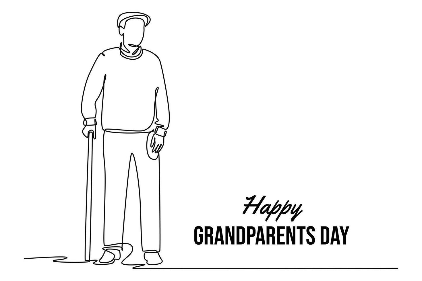 Happy Grand Parents Day Concept. Single line draw design graphic illustration. vector