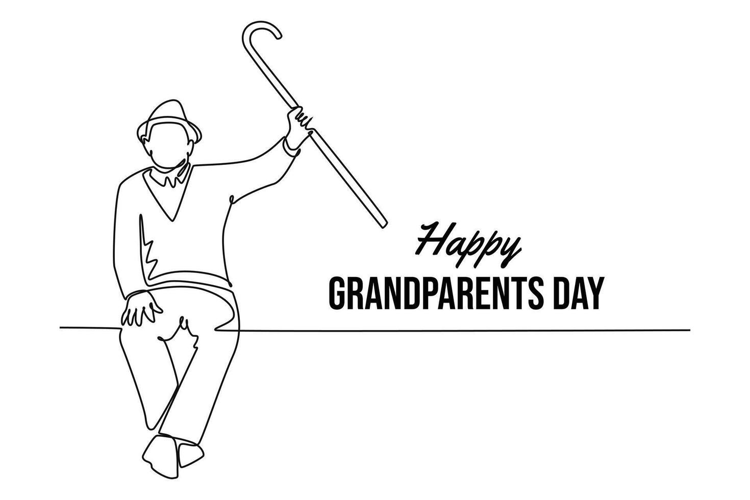 Happy Grand Parents Day Concept. Single line draw design graphic illustration. vector