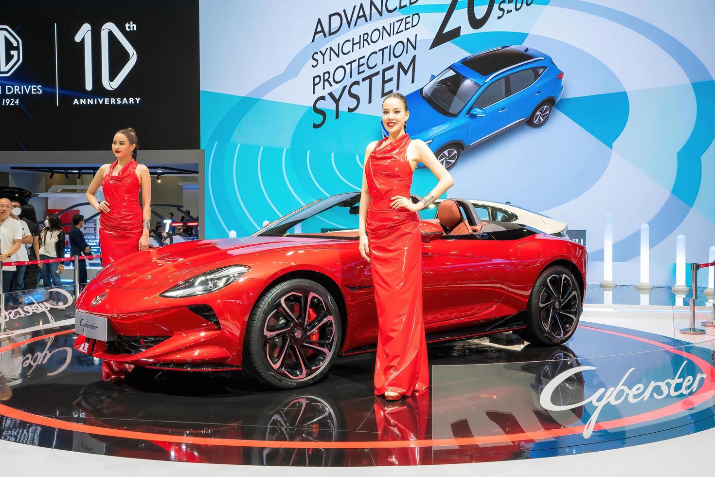 Nonthaburi, Thailand - DEC 2, 2020 - Unidentified model poses with a car at The 37th Motor Expo Thailand 2020 at IMPACT Arena, Muang Thong Thani, Nonthaburi, Thailand. photo
