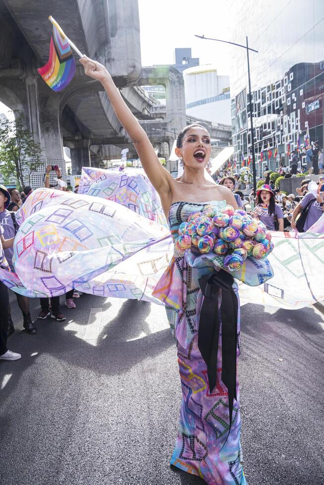 Bangkok, Thailand - JUN 4, 2023 Siam Center The World of Freedom and Pride 2023, The short action and atmosphere of people joins celebrations in the event. photo