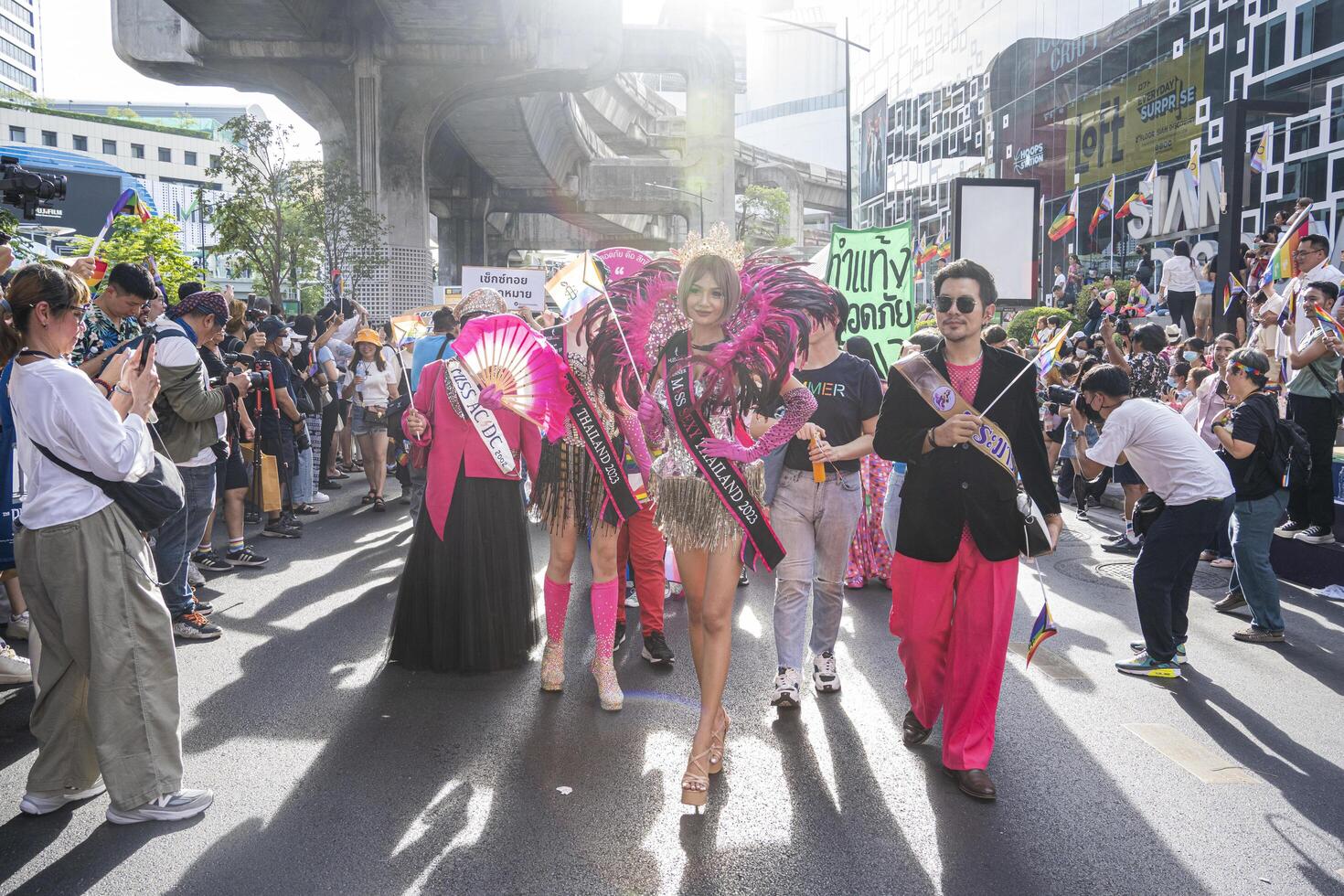 Bangkok, Thailand - JUN 4, 2023 Siam Center The World of Freedom and Pride 2023, The short action and atmosphere of people joins celebrations in the event. photo