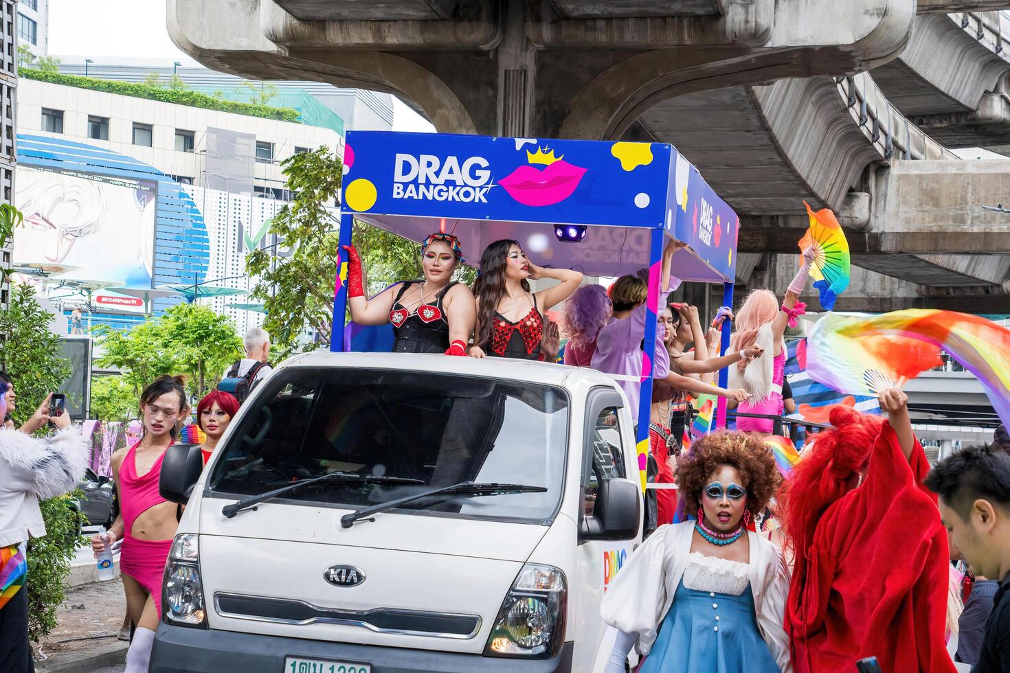 Bangkok, Thailand - JUN 1, 2024 Bangkok Pride Festival 2024, The short action and atmosphere of people joins celebrations in the event in Siam Square Bangkok, Thailand. photo