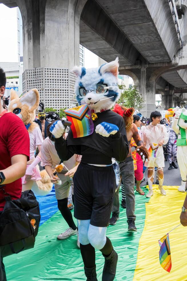 Bangkok, Thailand - JUN 1, 2024 Bangkok Pride Festival 2024, The short action and atmosphere of people joins celebrations in the event in Siam Square Bangkok, Thailand. photo