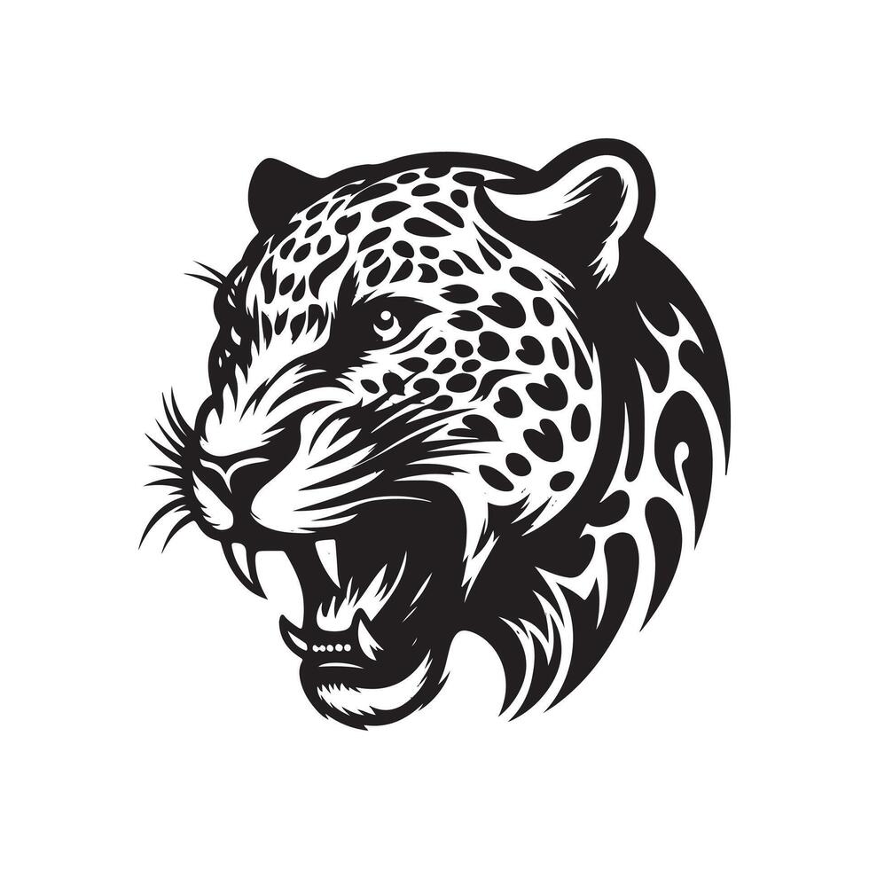 leopard illustration design black and white color vector