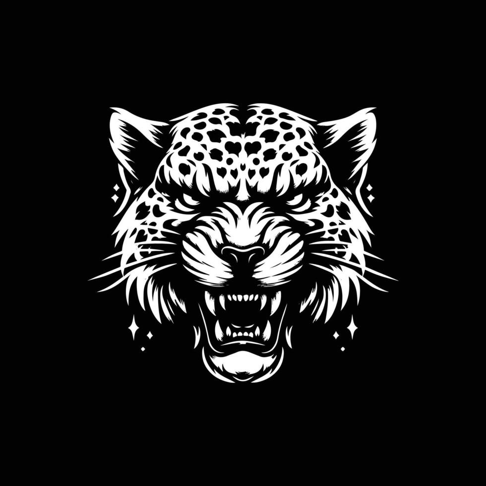 leopard illustration design black and white color vector