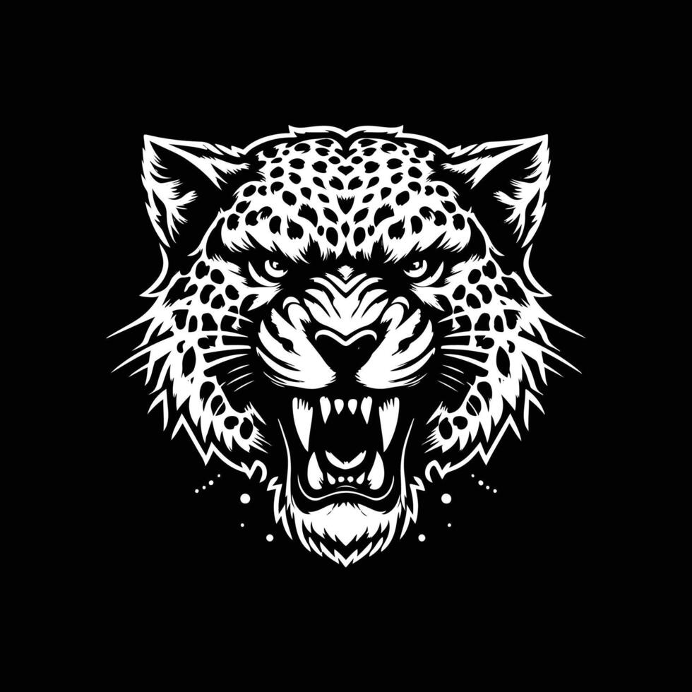 leopard illustration design black and white color vector