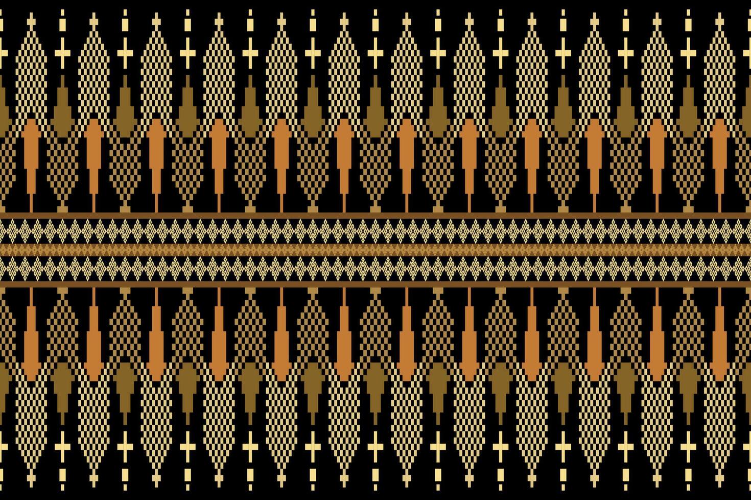 Geometric ethnic floral pixel art embroidery, Aztec style, abstract background design for fabric, clothing, textile, wrapping, decoration, scarf, print, wallpaper, table runner. vector