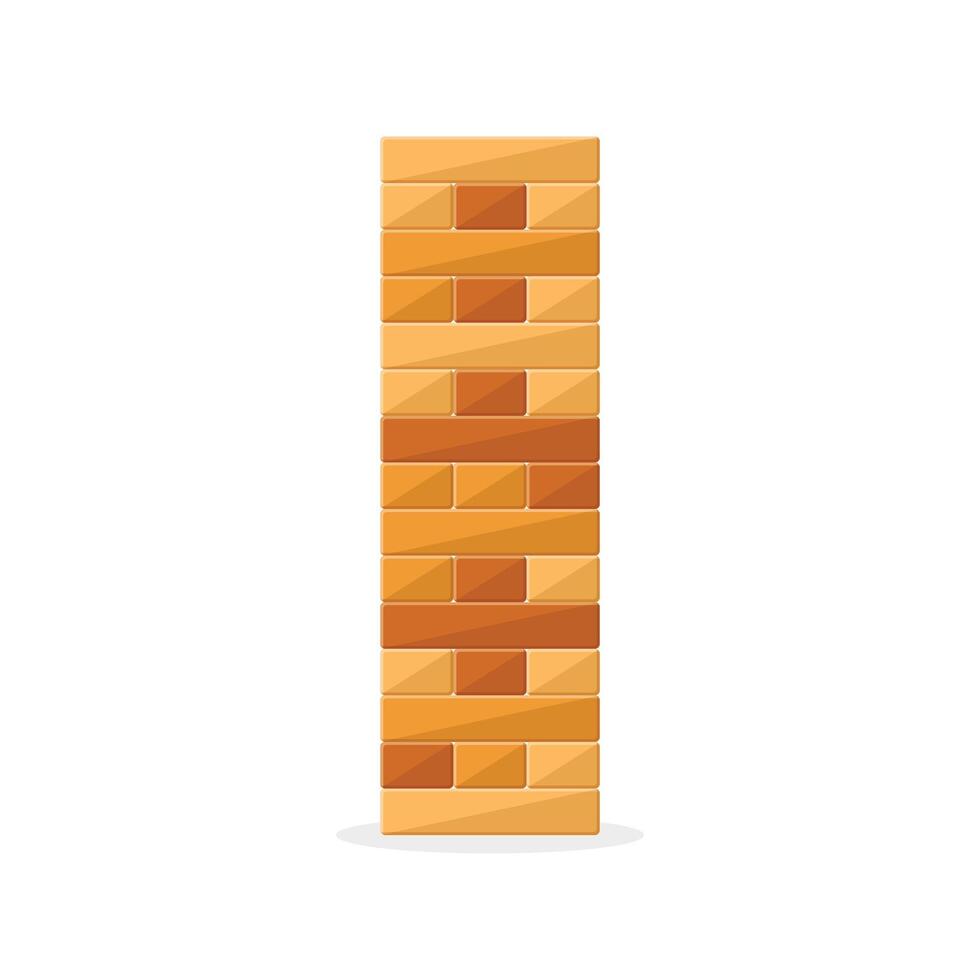 Tower games for kids icon in flat style. Wooden block puzzle illustration on isolated background. Balance game sign business concept. vector