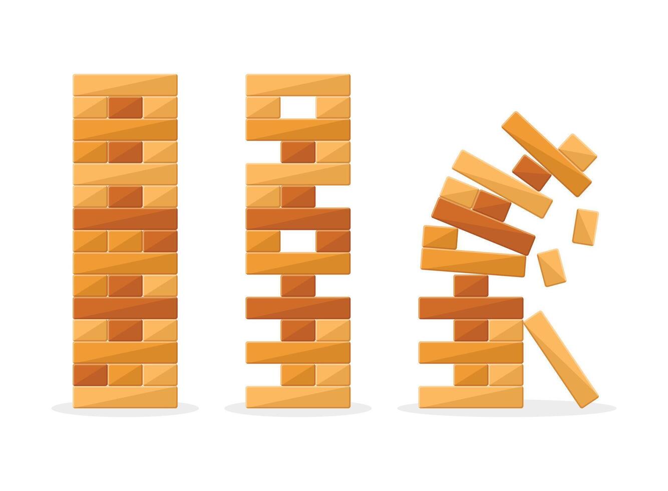 Tower games for kids icon in flat style. Wooden block puzzle illustration on isolated background. Balance game set sign business concept. vector