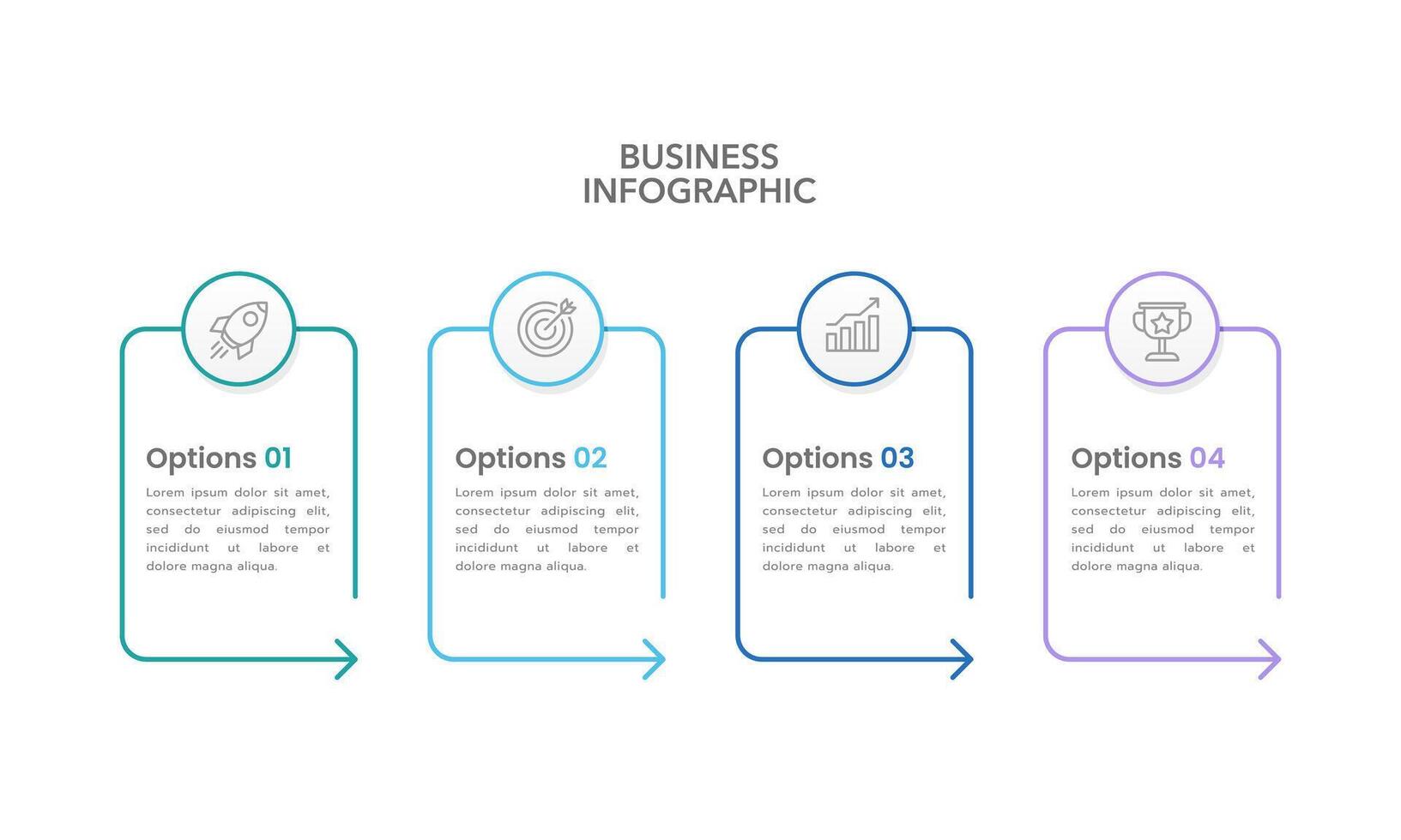 4 Process or options infographics for business template. Business Presentation, Banner, Brochure and Report. vector