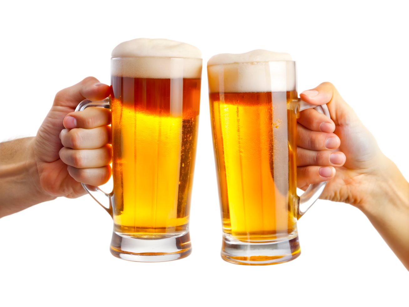 Hands Toasting Frothy Beer Mugs png