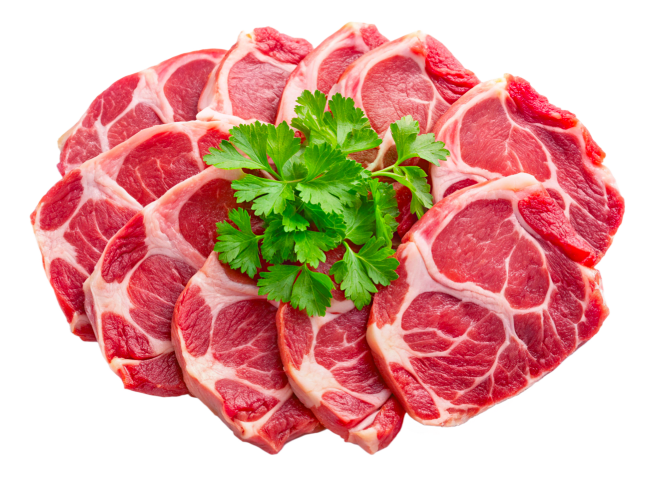 Slices of Fresh Raw Meat With Parsley png