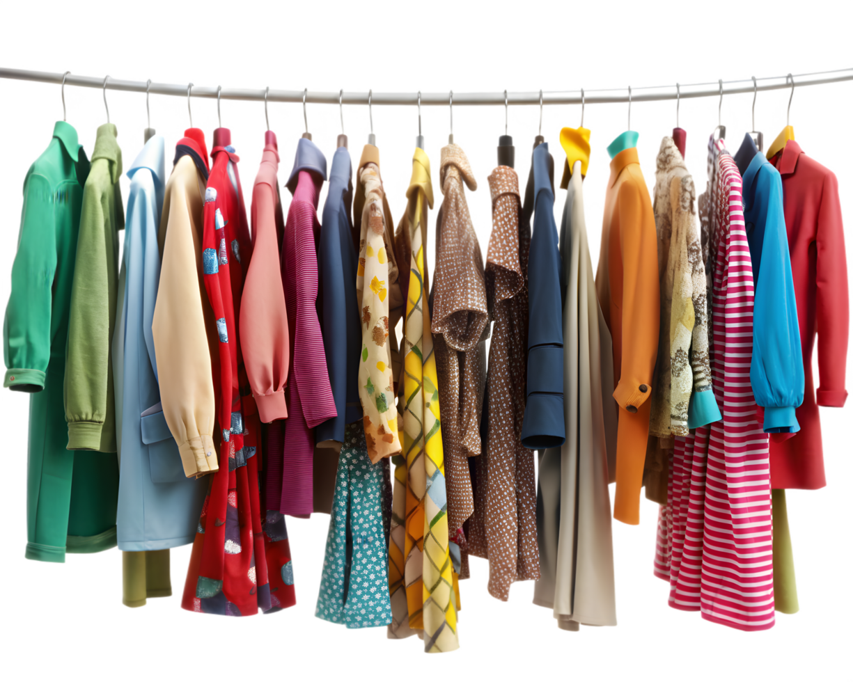 Vibrant Garments on a Clothesline png