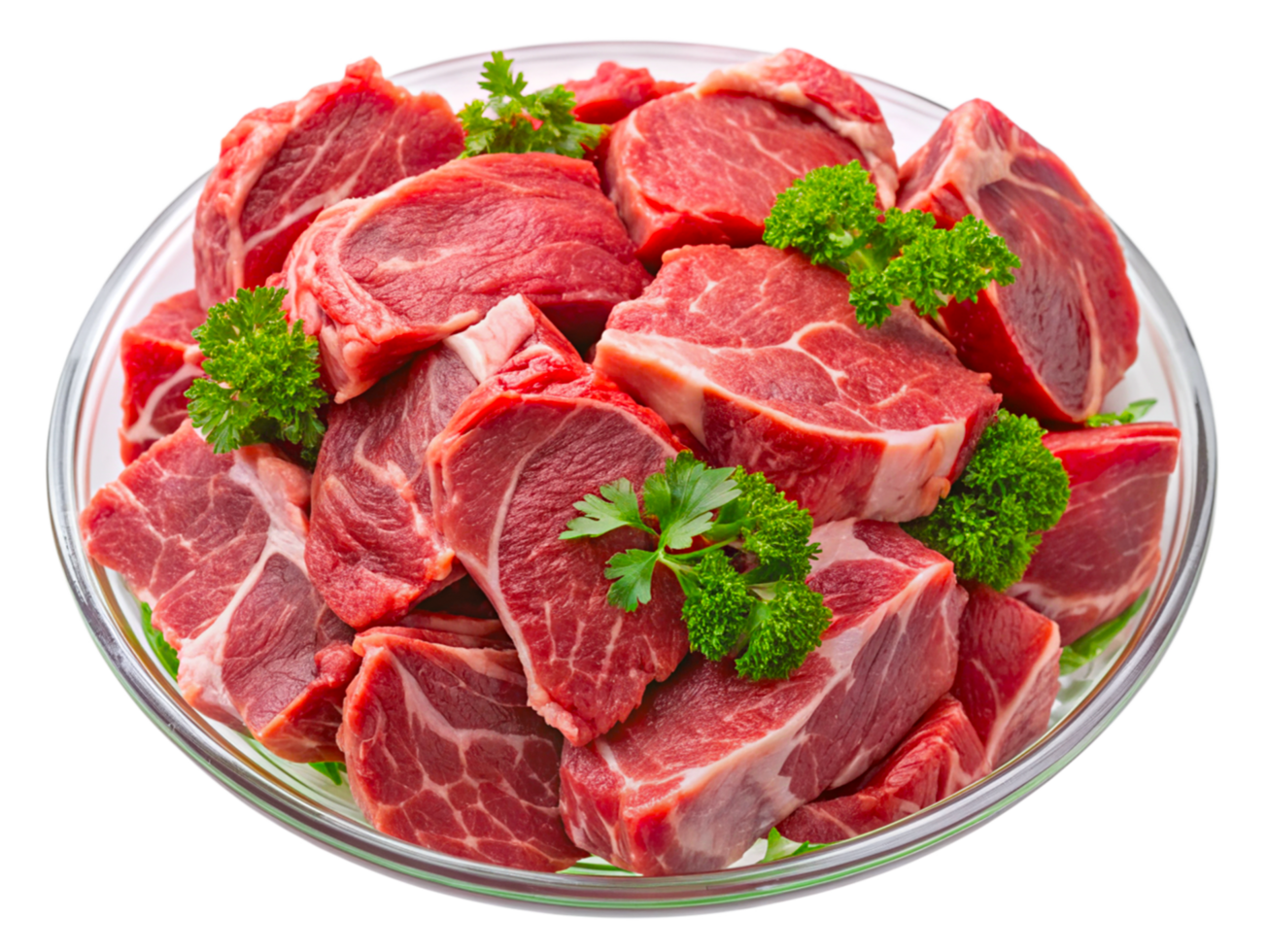 Fresh Beef Cuts with Parsley Garnish png