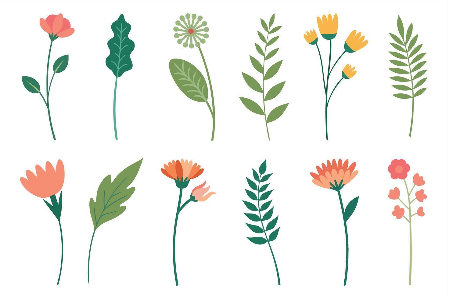 Flowers and leaf elements vector