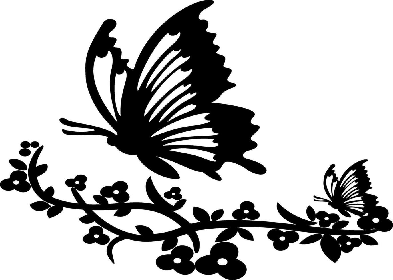 Butterfly. Plants. Wall painting. Print on beauty product vector