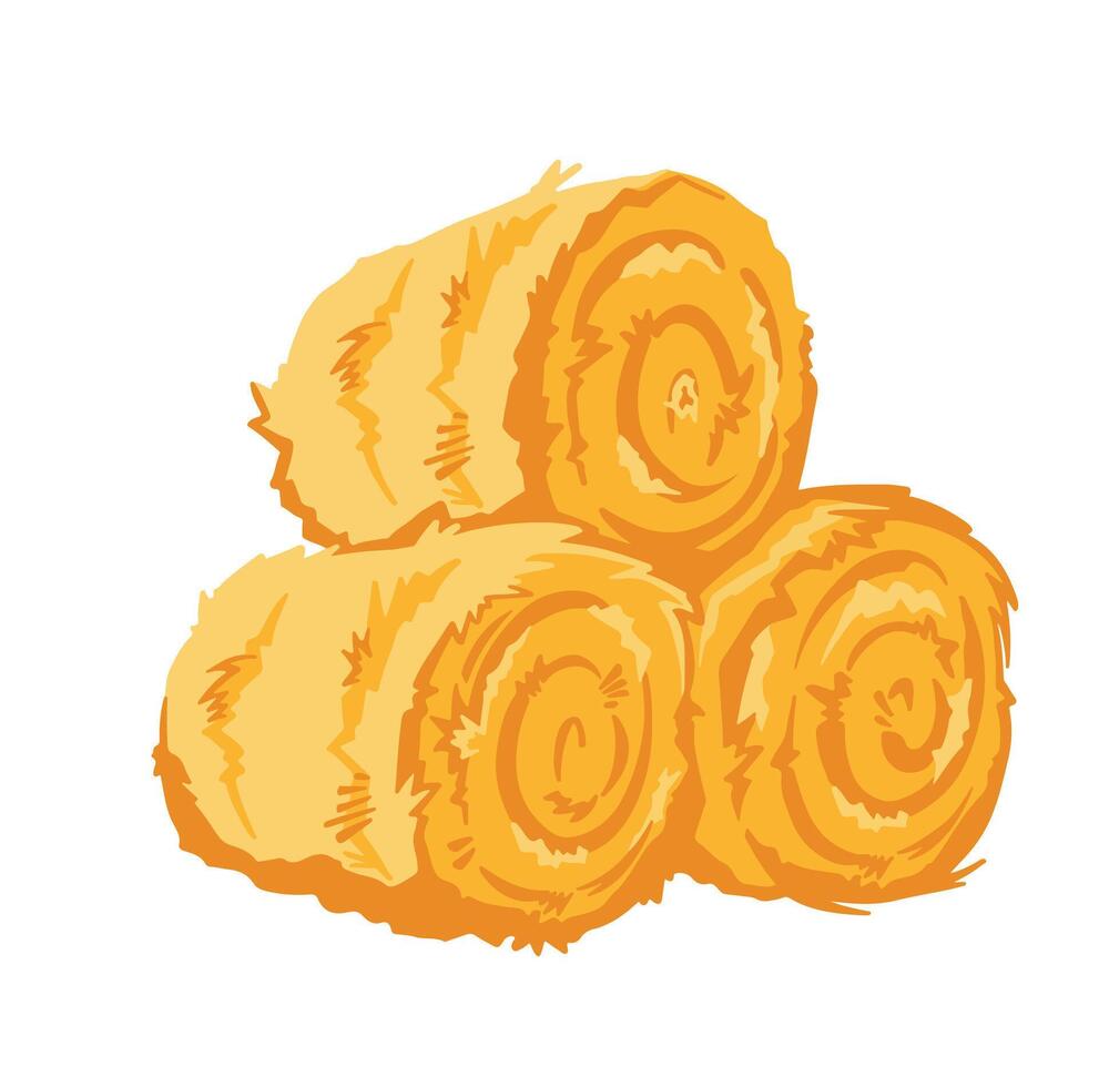 Bales of hay colored cartoon symbol. illustration vector