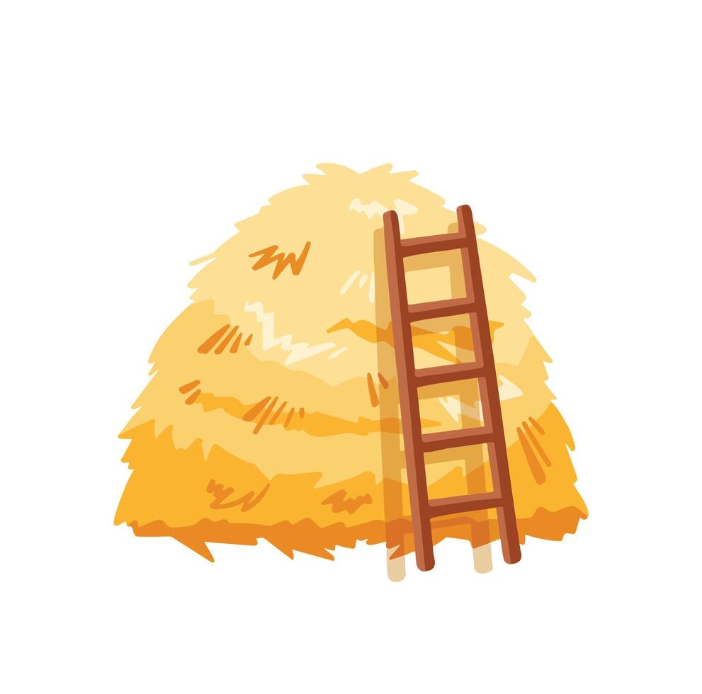 Haystack with ladder cartoon character. illustration vector