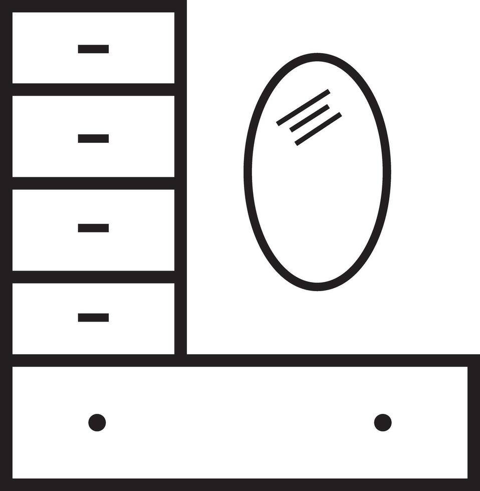 small storage cupboard flat icon, line art, and bundle vector