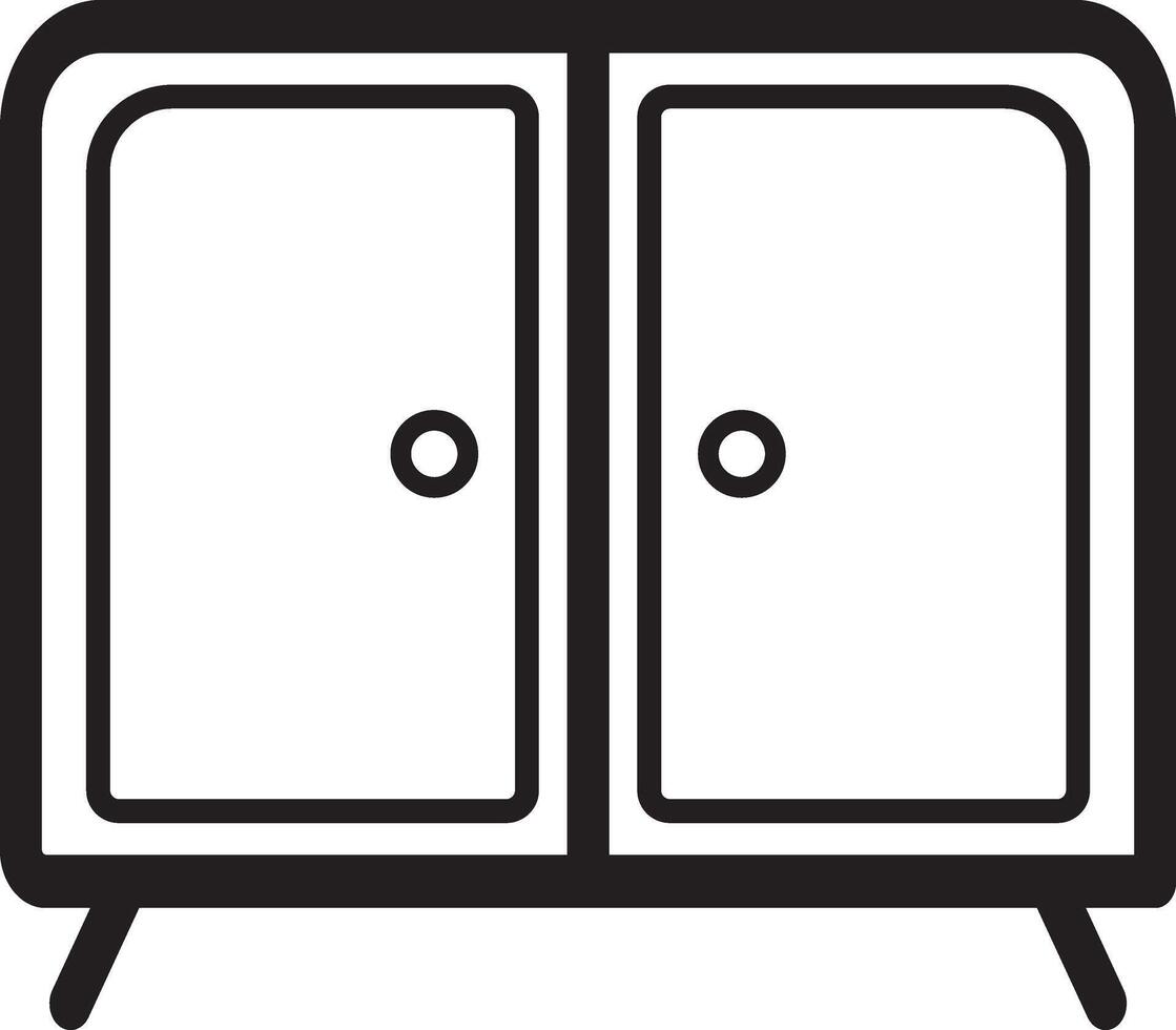 small storage cupboard flat icon, line art, and bundle vector