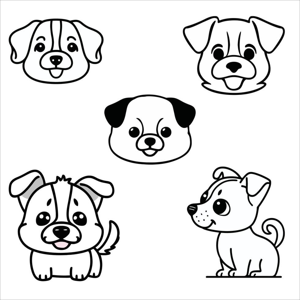Cute Dog Faces vector