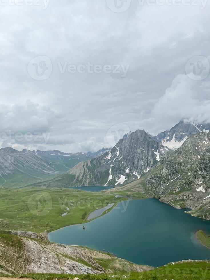 Summit at the peak of Himalayas Mountain in Kashmir Great Lakes. photo
