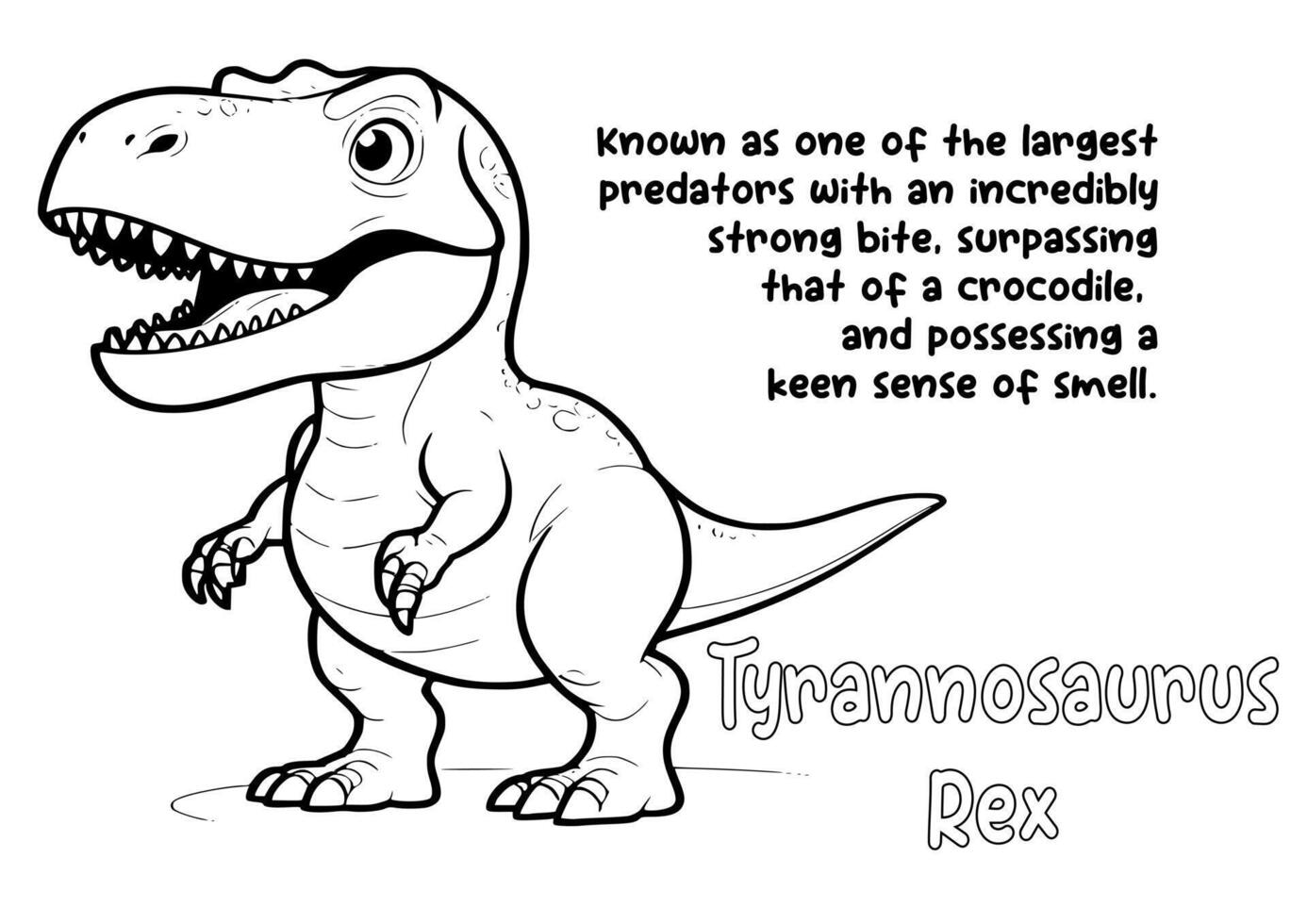 coloring book dinosaur and unique fact about Tyrannosaurus Rex vector
