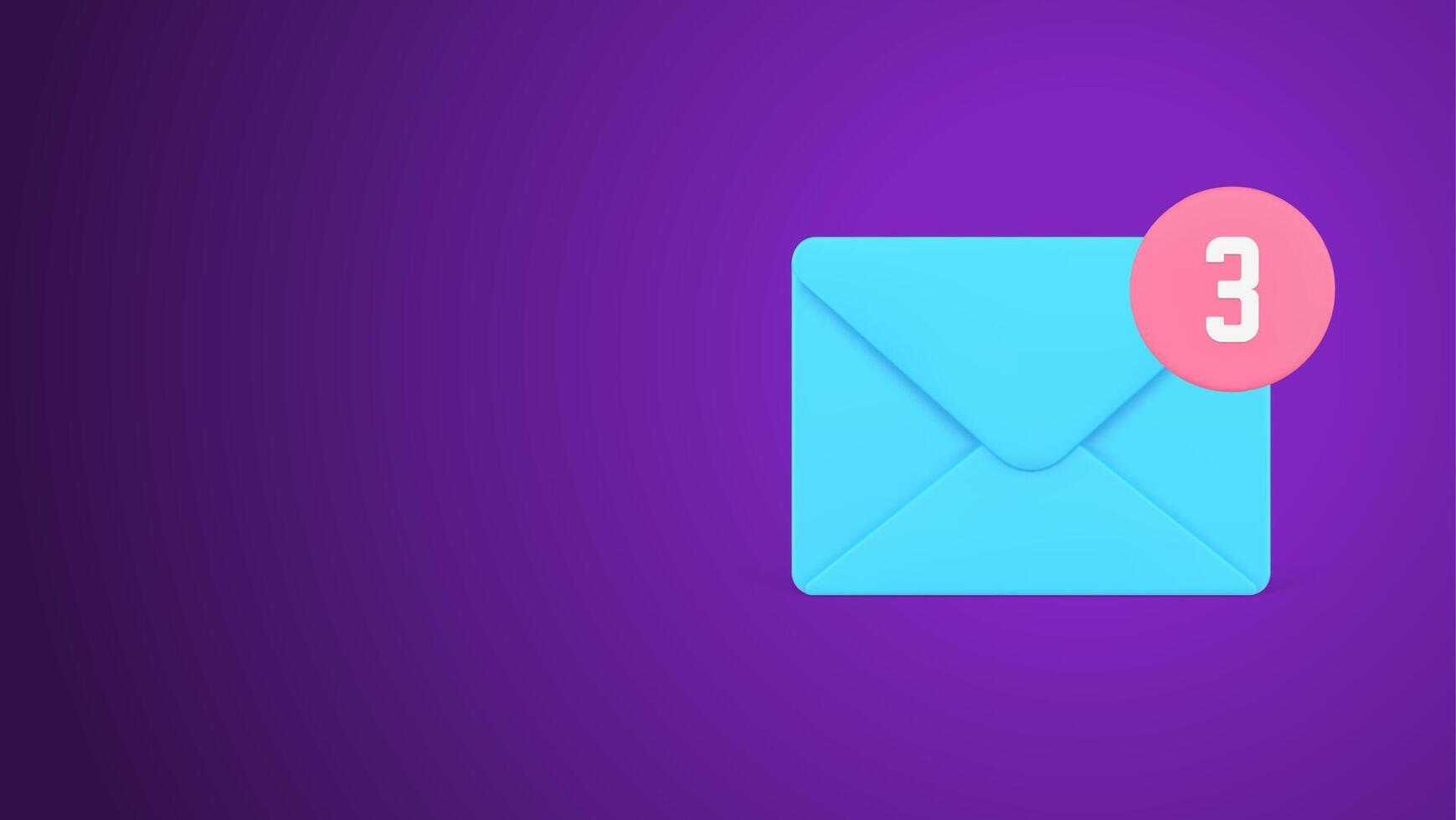 Incoming message three notification internet newsletter reminder online chatting 3d icon vector